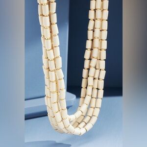 Wood Bead Statement Necklace|Ivory